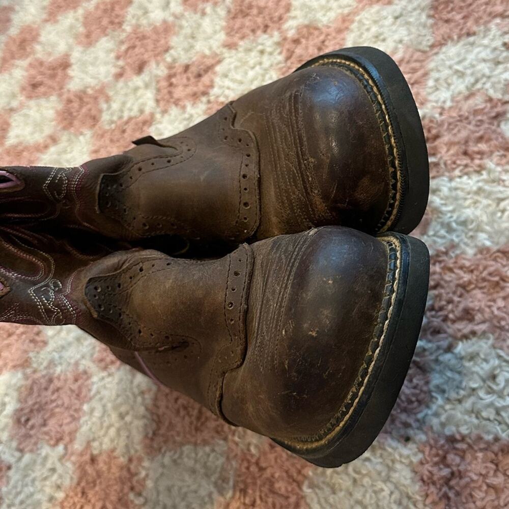 JUSTIN Women’s Wanette Western Steel Toe Work Cowboy Leather Boots - Picture 8 of 10